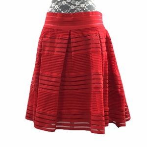 Torrid Red Stripes A-Line Skirt Womens 1 1X Pleated Lined‎